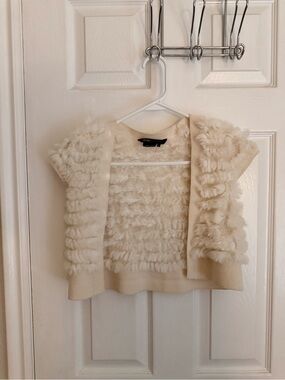 BCBGMaxAzria Cream Knit Short-Sleeve Sweater